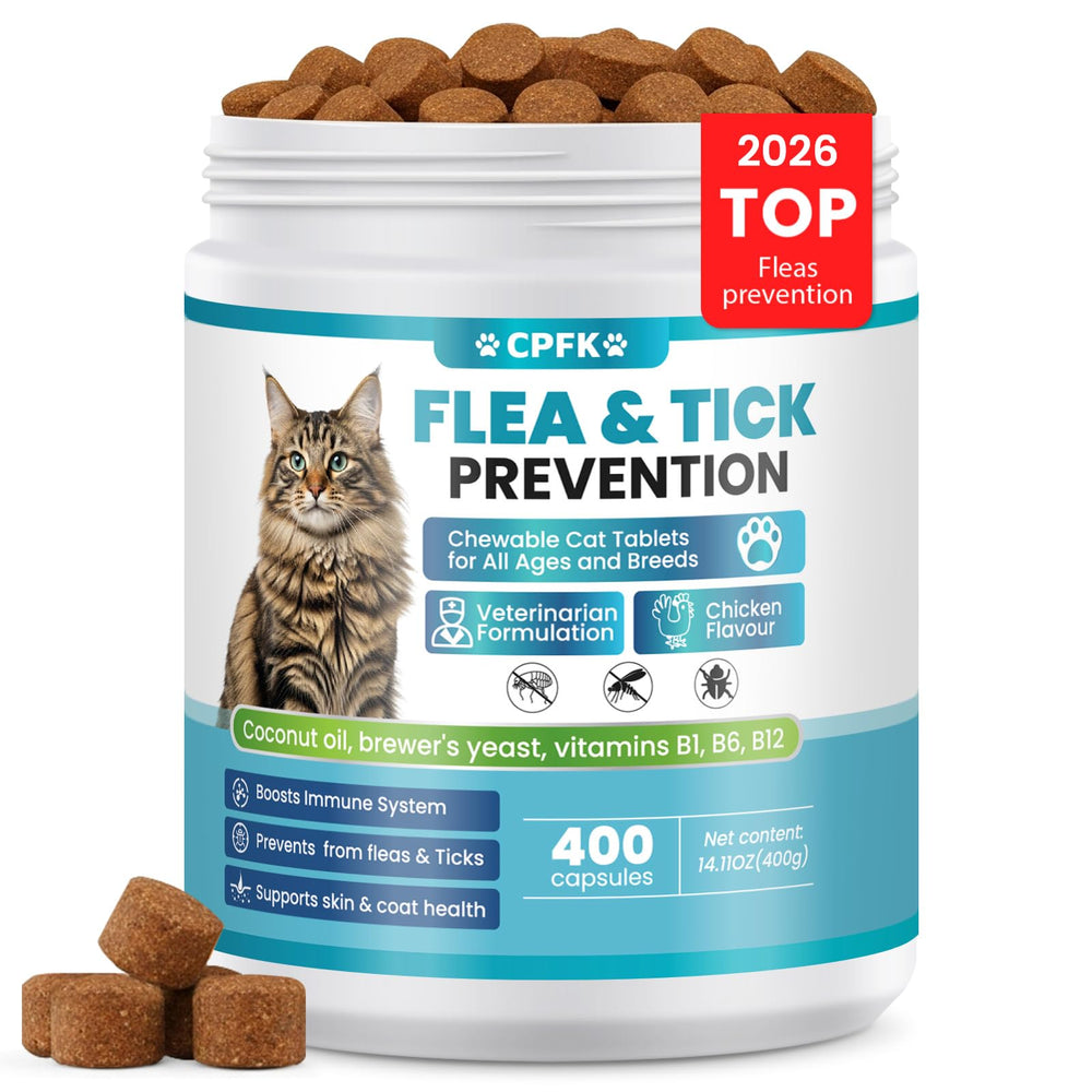 CPFK tratamiento bocaditos para gatos antipulgas, comodidad diaria para prevenir pulgas.