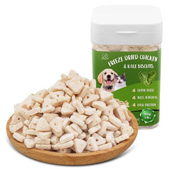 Dancing Tail: cubos liofilizados de pollo y kale, fuente de proteína para mascotas.