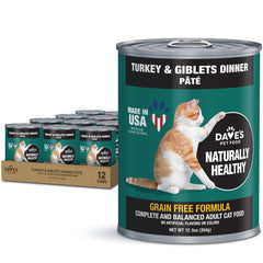 Dave's Pet Food Paté de pavo y giblets, lata, opción sabrosa para hidratación diaria.