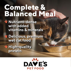 Dave's Pet Food contiene vitaminas y minerales añadidos para nutrición equilibrada