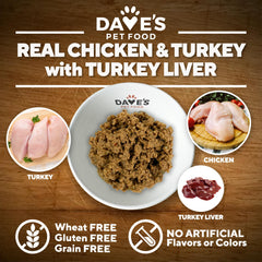 Dave's Pet Food con vitaminas y minerales añadidos para una comida completa y equilibrada.