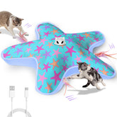 ddxcoo juguete gato interactivo recargable con cubierta azul y purpura para estimular juego diario.