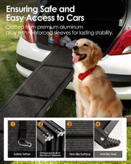 Deekuiwi rampa plegable para perros en vehículo utilitario deportivo, ideal para subir y bajar.
