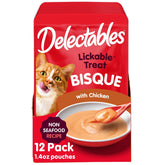 Delectables bisque para gatos, textura cremosa, ideal como complemento sabroso