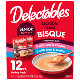 Delectables Bisque Senior en sachet 1,4 oz, présentation claire pour chat âgé.