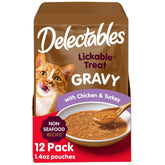 Delectables Hartz gravy cat treat closeup showing a rich texture ideal for licking
