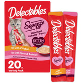 Delectables Squeeze Up gatitos, puré cremoso para premiar y socializar.