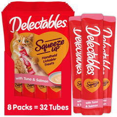 Delectables Squeeze Up: tubitos sabrosos en la mano para crear vínculo con tu gato.