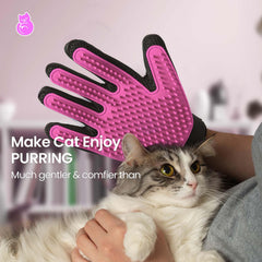 DELOMO guantes para mascotas, mano derecha, masaje suave mientras cepillas.