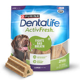 Dentalife ActivFresh large dog chews pack shown for large breeds to support oral care