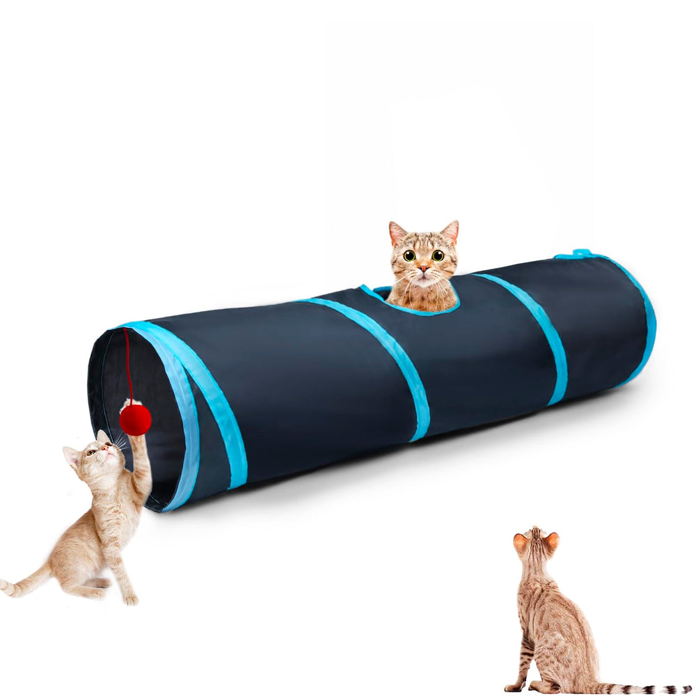 Tunel Deofun para gatos azul plegable y fácil de guardar