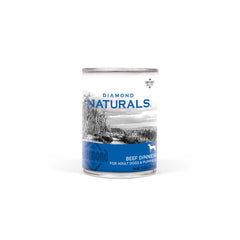 Diamond Naturals cena de res en lata para perros, ideal para comidas diarias.