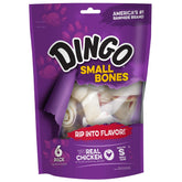 Huesos de cuero crudo Dingo con pollo para perros pequeños, ideal para masticar