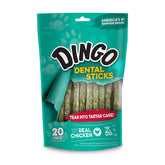 Dingo palitos dentales con pollo real en el centro para una mordida más fresca.