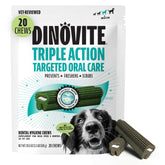 Dinovite Bocados Dentales para Perros, empaque visible para cuidado bucal práctico.