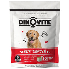 Dinovite probiótico para perros, bote de 30 días, apoyo digestivo.