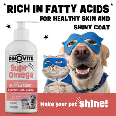 Dinovite SuprOmega: mezcla fácil para enriquecer la comida de perros.