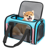 Discala portador para gatos y perros, vista frontal con buena ventilación.