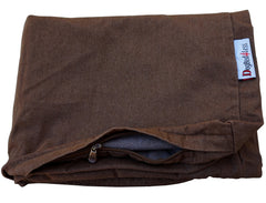 Dogbed4less: cobertura exterior denim marrón para cama de mascota.
