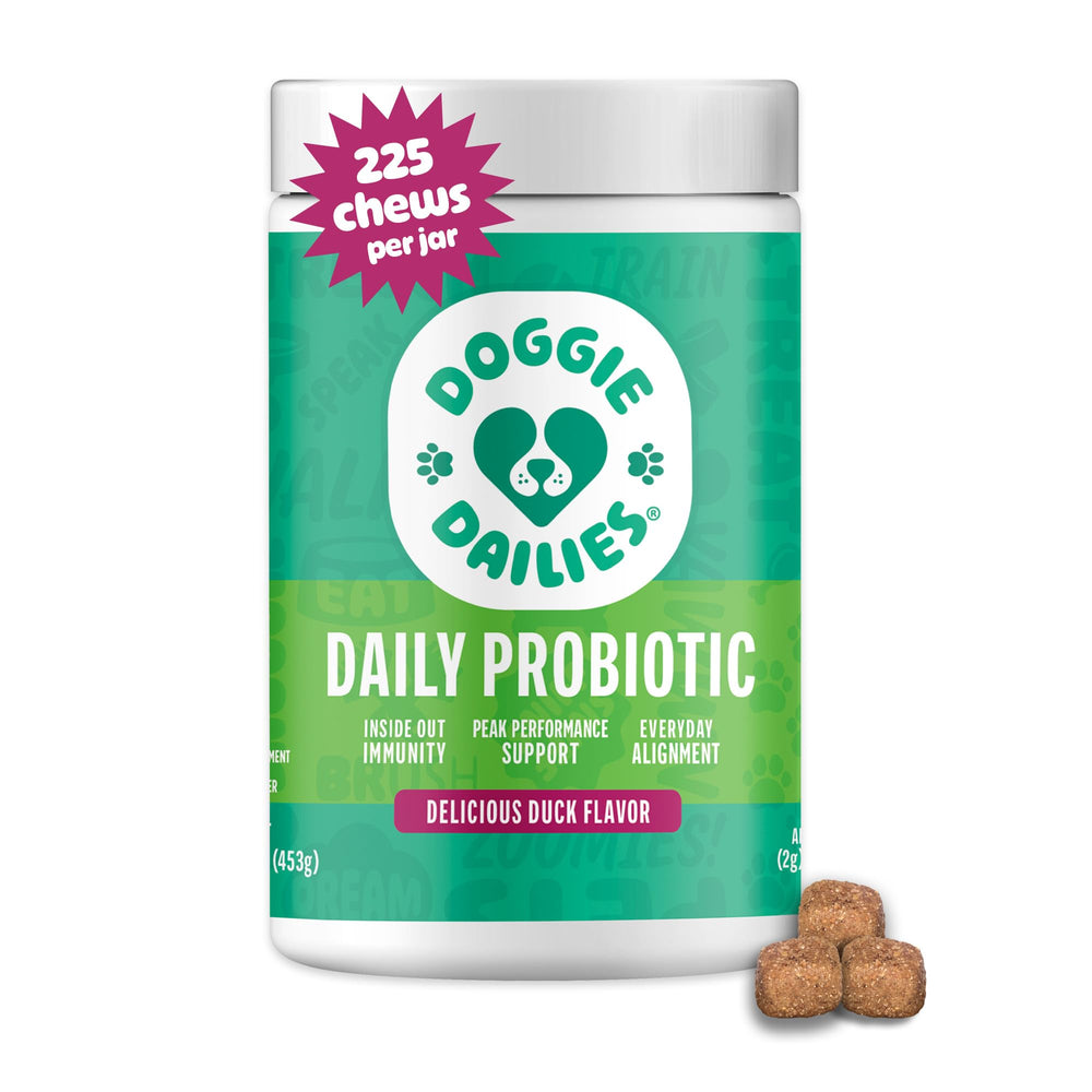 Doggie Dailies Probioticos bocaditos sabor pato: apoyo digestivo diario.