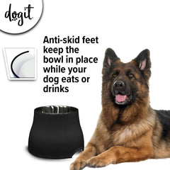 Dogit elevated-dog-bowl grande en negro, ideal para perros grandes.