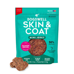 Dogswell mini jerky salmón en bolsa para piel y pelaje