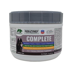 Dogzymes Complete: botella de probióticos para apoyar la digestión del perro.