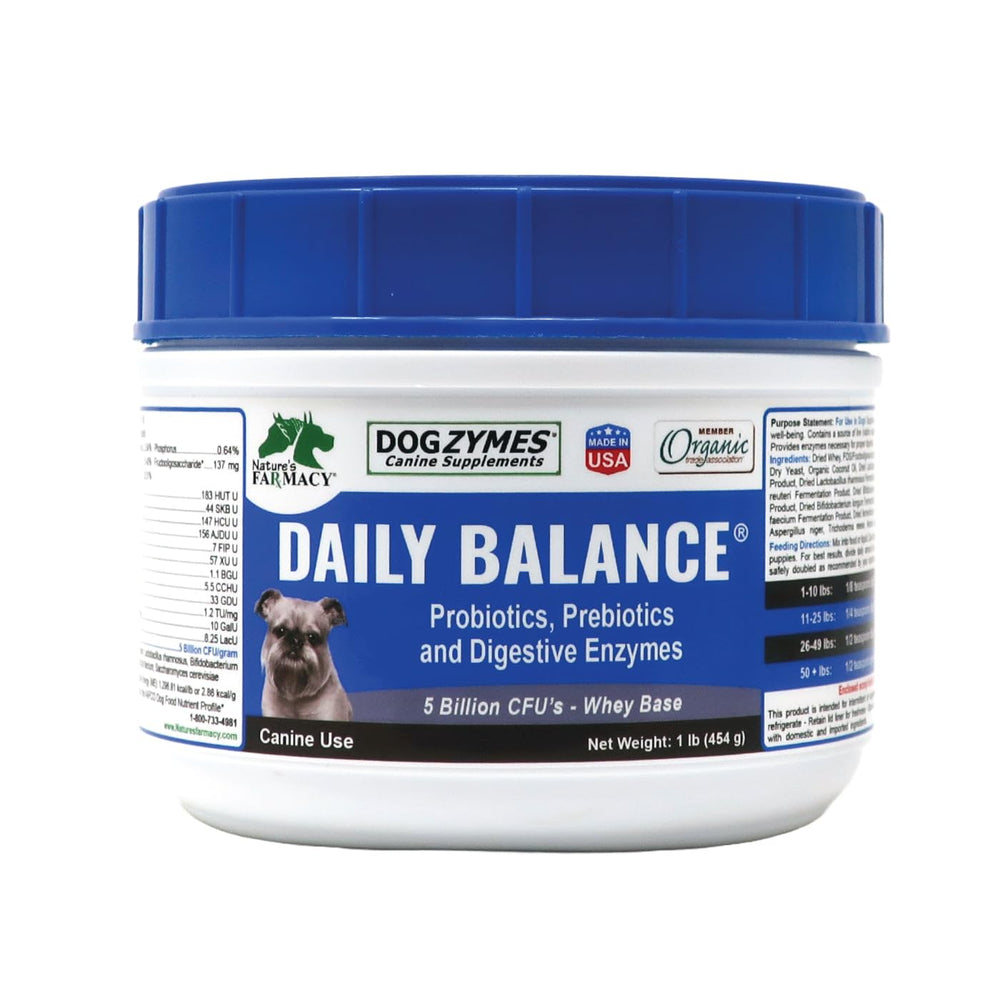 Dogzymes Daily Balance — envase visible, promueve equilibrio digestivo en perros.