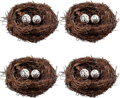Domkier nido de pájaros mimbre con huevos, decoración de Pascua para jardín.