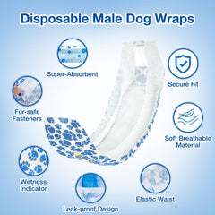 Pañales Dono para perro macho con cierres respetuosos del pelo