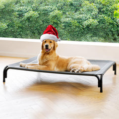 Cama elevada para perros grandes de DOPEDIO en exterior, ventilada.