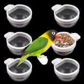 DQITJ seis tazones transparentes para aves, conjunto práctico para jaula