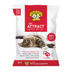 Dr. Elsey's Cat Attract, bolsa 18 lb vista frontal, aroma de hierbas para atraer gatos.