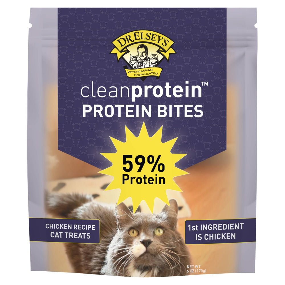 Dr. Elsey's CleanProtein bocaditos pollo en embalaje, snack sabroso para gatos activos.