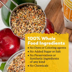 Dr. Harvey's canario: frutas y verduras variadas para una dieta completa.