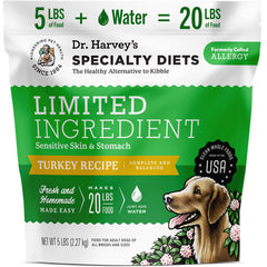 Dr. Harvey's dieta limitada con pavo en bolsa de 5 libras para estómago sensible y piel sana