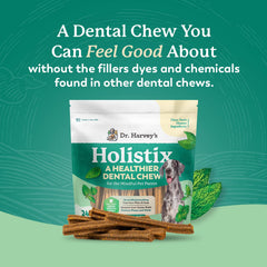 Dr. Harvey's Holistix Dental Chews ofrecen aliento más fresco gracias a la menta.
