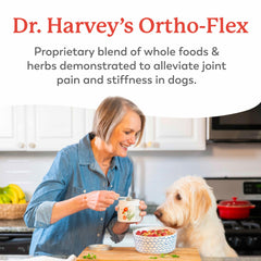 Dr. Harvey's Ortho-Flex pastillas para perros que apoyan la movilidad diaria.