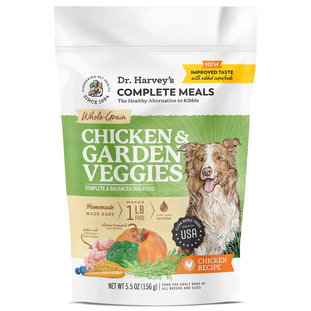 Dr. Harvey's pollo y verduras deshidratada para perros, fuente de proteína y nutrientes.