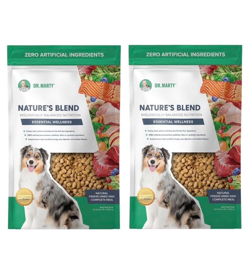 Dr. Marty Nature's Blend Esencial Bienestar, empaque de 2x24 oz, ideal para dieta cruda de perros.