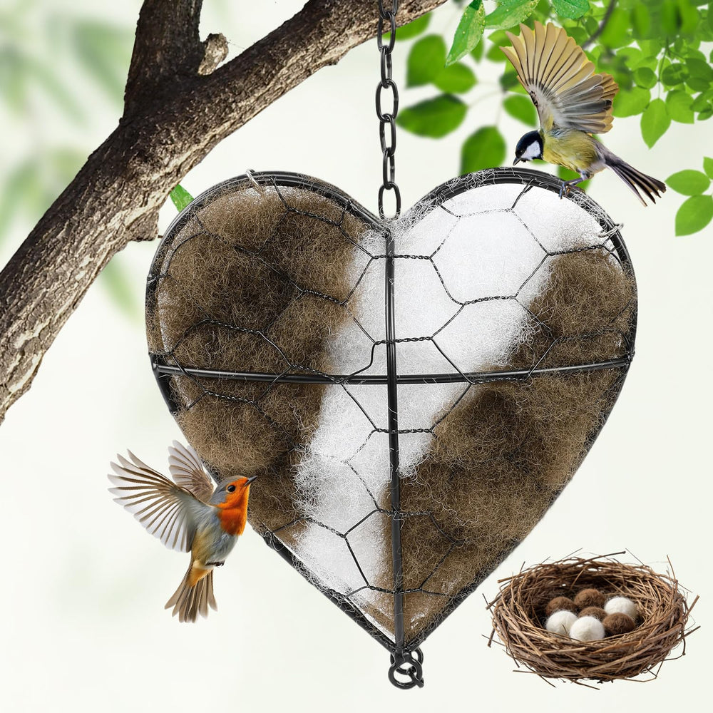 DreaVant Corazón Nido Alpaca, hecho a mano y rellenable, refugio suave para aves.