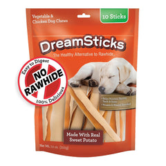 DreamSticks de DreamBone con batata real, para masticar y entretener a tu perro