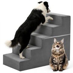 DUMOS escalera para perros de 5 pasos con superficie antideslizante para mayor seguridad.