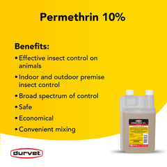Durvet Permethrin EC 10% etiqueta: datos y uso recomendado para el hogar.
