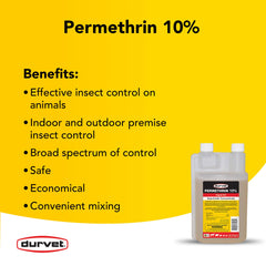 Durvet Permetrina EC 10% etiqueta: información de seguridad y uso recomendado