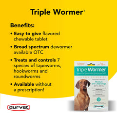 Empaque de 12 tabletas Durvet Triple Wormer