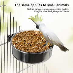 DVHEY tazón de acero inoxidable para aves, duradero y fácil de limpiar en jaula.