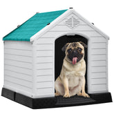 DWVO casa-perros exterior grande azul, resistente para uso al aire libre