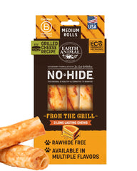 Earth Animal No Hide Chews empaque visible para masticación prolongada.