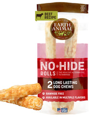 Earth Animal No Hide Chews, para perros grandes, masticación duradera y sin piel.
